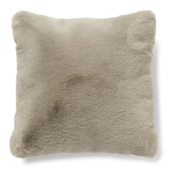 Fluffy pillow 45x45 , Faux fur rabbit, Taupe