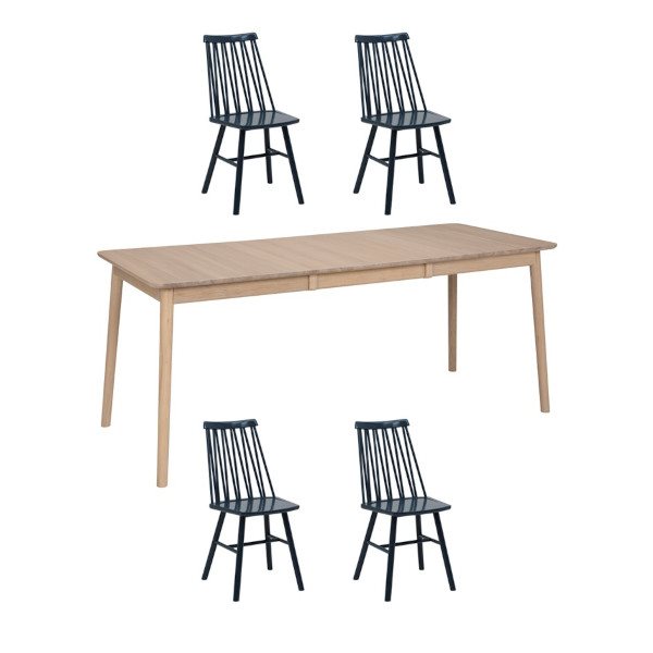 Zigzag matgrupp bord och fyra stolar